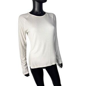 CBrand Cream Ribbed Long Sleeve Top Women's Casual Everyday Comfy Basic